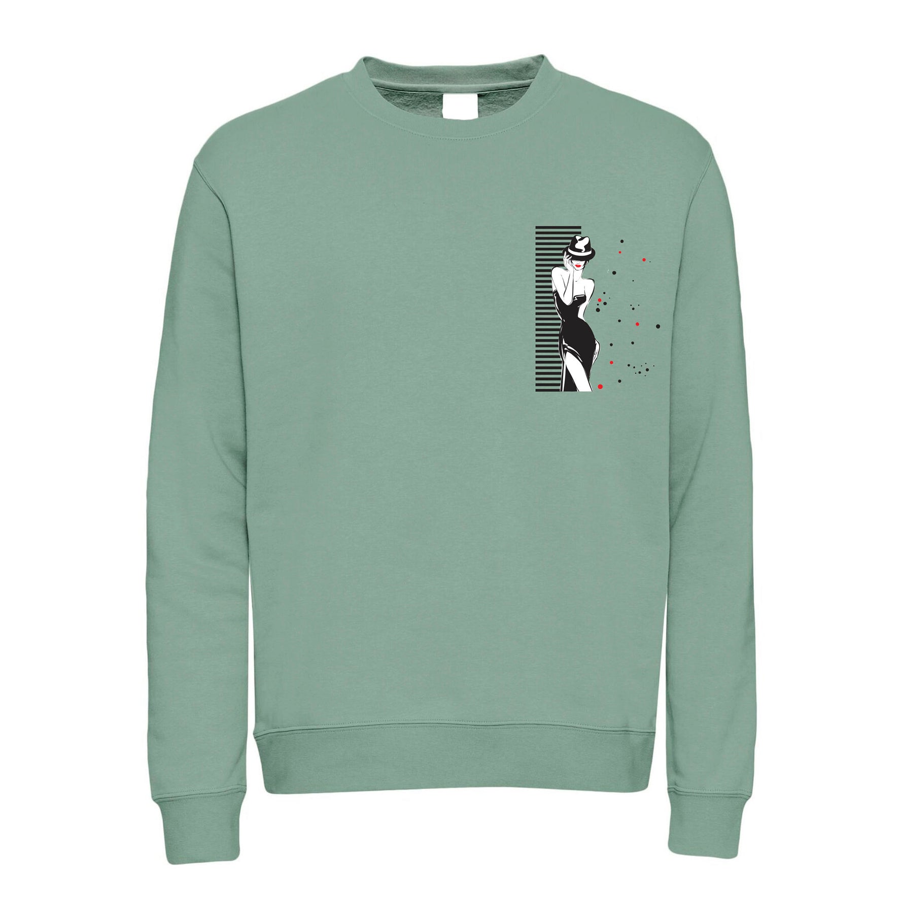 Vintage Green Lady  Crew Fleece Sweatshirt