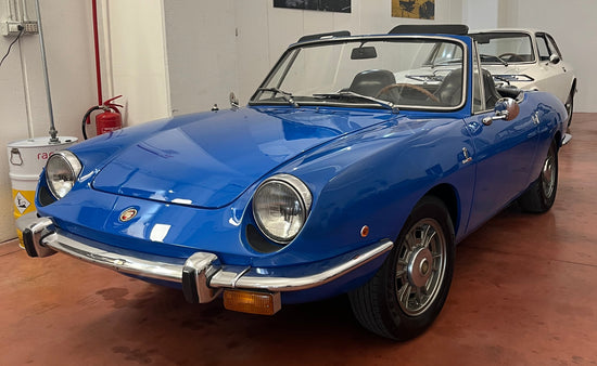 Fiat 850 Spider Sport Azzurra tre quarti anteriore sx